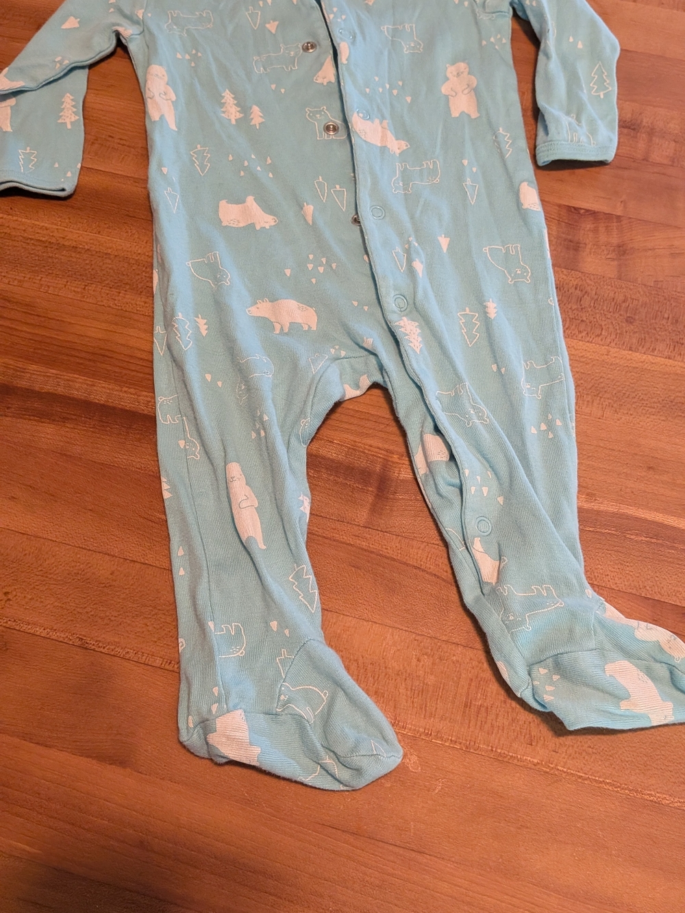 Carter's Light Blue Bear & Tree Footed One-Piece Pajama